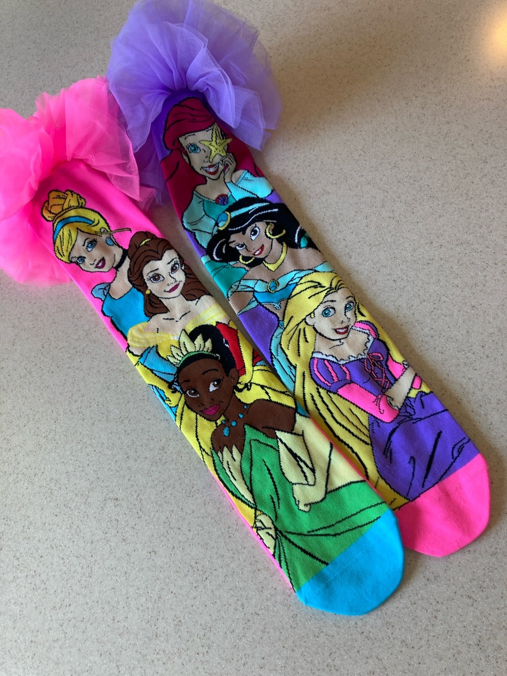 NWOT Disney Princess Tulle Top Knee Socks - Pink & Purple - Picture 3 of 6